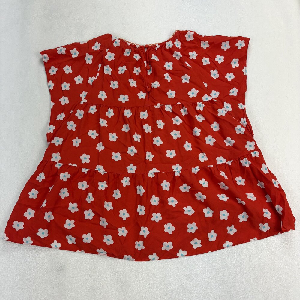 Crosby Red Floral‎ Tiered Babydoll Blouse Size M - Picture 3 of 11